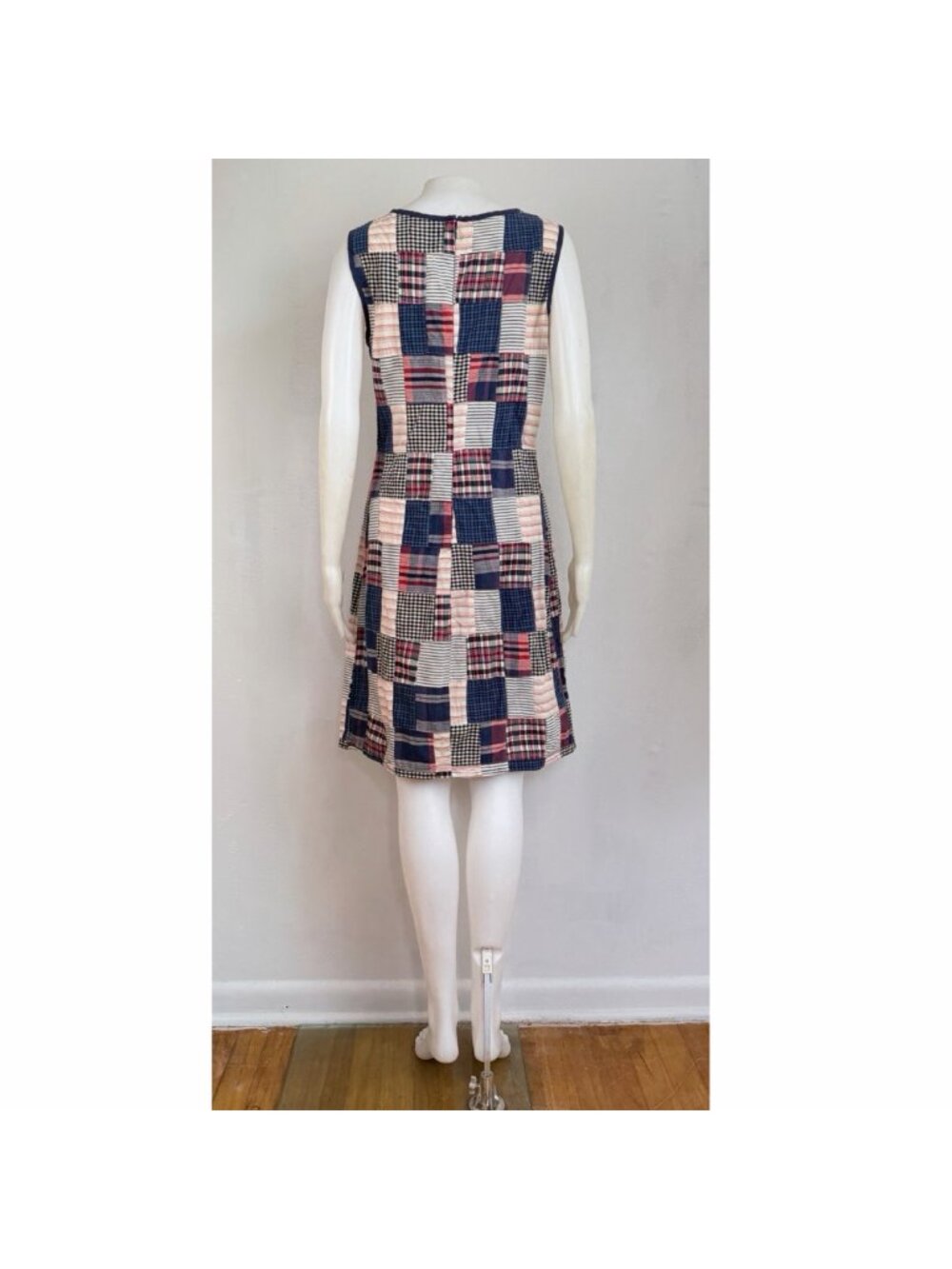 Vintage Patchwork Madras Dress Size Medium Y2K Tommy Hilfiger Plaid Cotton Patc - Picture 8 of 9